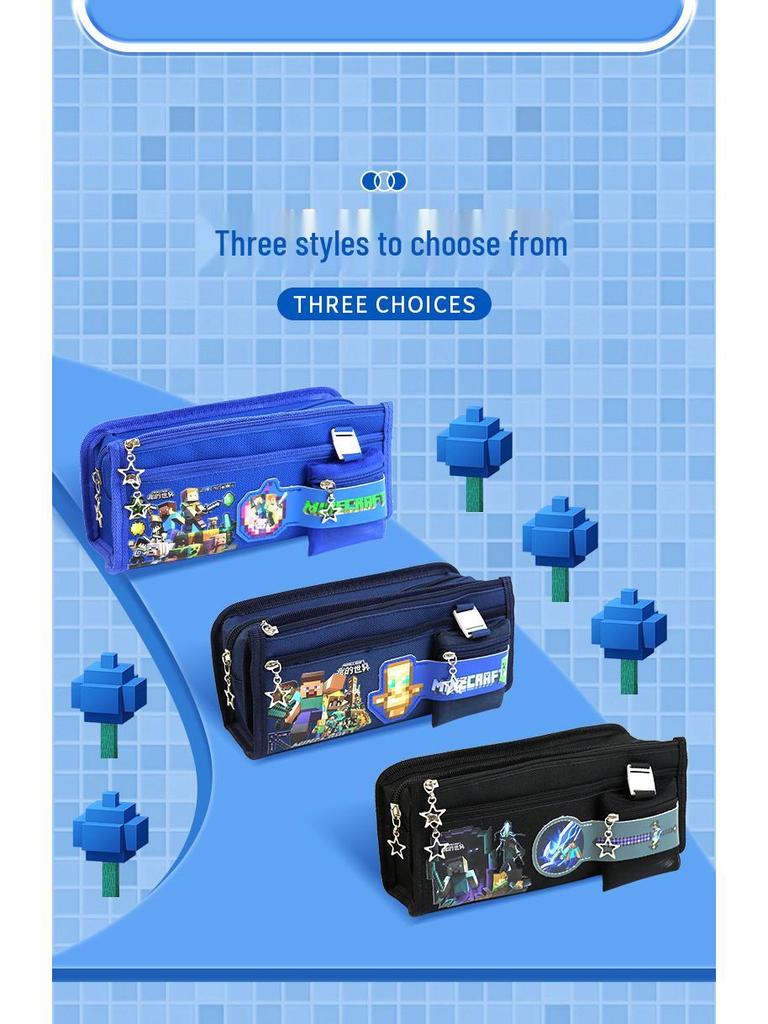 Пенал "Мир Стива" для учеников начальной школы с кошельком для монет и милым подвесом-амулетом