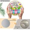 2D Flat Aluminum Hello Spring Door Sign for Front Door, Round Hanging Plaque with Mason Jar & Tulip Flower Design, Rustic Farmhouse Porch Wall Decor