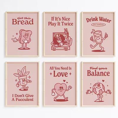 Современный розовый печатный плакат, настенное искусство, украшение, холст, картины и принт для гостиной, домашнего офиса, декора ванной комнаты, без рамы