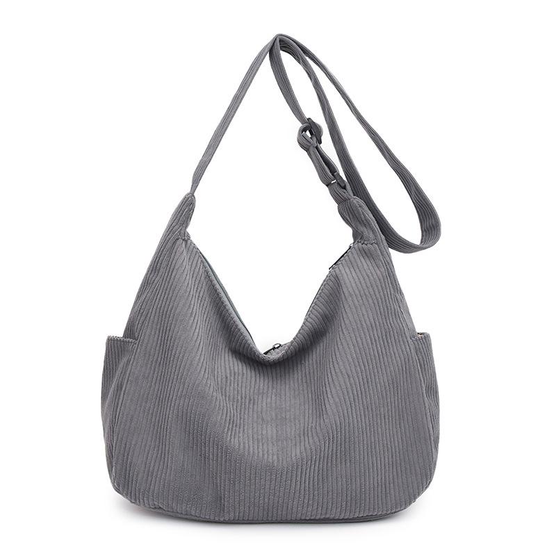 2024 Стиль Харадзюку Y2K Вельветовая Сумка-Тоут Большой Вместимости - Ретро Осенне-Зимняя Повседневная Сумка для Шопинга