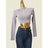 Export Fashion Card Zip-up Turtleneck Silm High Waist Tops Fashion Wind Thread Sexy Short Tops