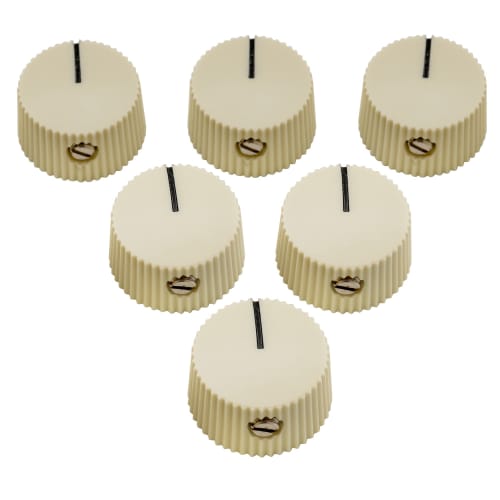 Musiclily Pro Plastic Imperial Feneder Amplifier Knobs for CTS Solid Shaft Control Pots, Cream (Pack of 6)