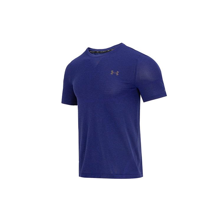 Under Armour Футболка с логотипом, однотонная, для тренировок, бега, фитнеса, повседневная, с круглым вырезом, коротким рукавом, мужские топы, темно-синие 1376781-468