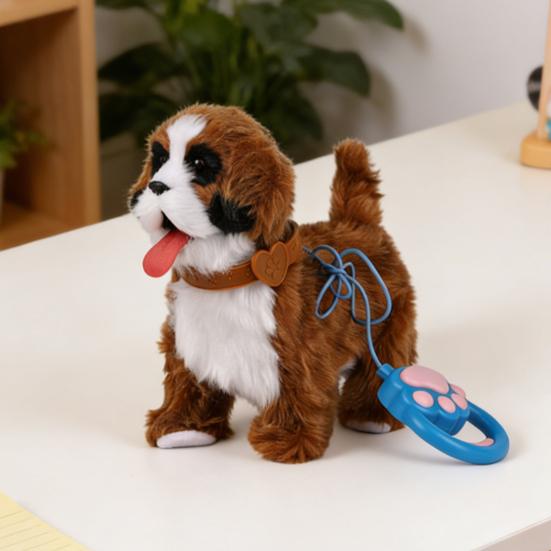 Электрическая плюшевая игрушка для питомца с движением облизывания языка, реалистичными звуками, интерактивная ходячая собака/кошка, плюшевая игрушка с поводком, обучающая интерактивная игрушка