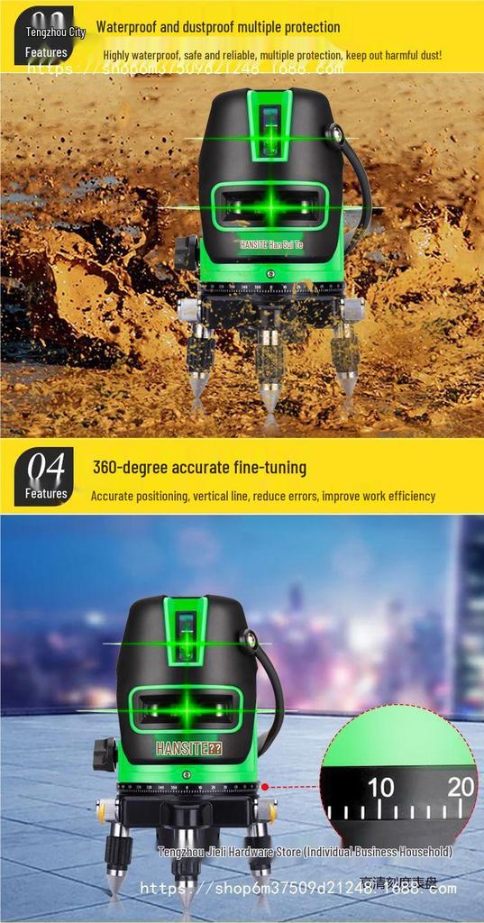 High-Precision Outdoor Infrared Laser Level with 2, 3, 5 Lines – Green/Blue Light