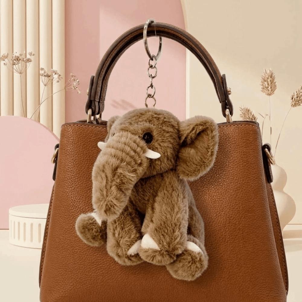 Soft Elephant Keyring Cute Cartoon Animal Bag Pendant Trinket Plush Stuffed Keychain  Kids
