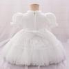 Новое европейское и американское детское платье принцессы: Юбка-сетка для ребенка 1 год, пышный дизайн, крестильный костюм в полнолуние с шапочкой