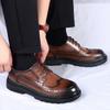 Fashionable Men British Style Thick Soled Casual Leather Shoes Classic Men's Lace Up Business Banquet Comfortable Leather Shoes