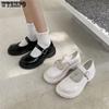Upgraded Korean Style All-match Retro British Style Leather Shoes Japanese Women's Small Leather Shoes Thick-soled Round-toe Women's Shoes