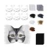 29Pcs/Set DIY Cat Face Guard Kit with Faux Fur Felt Cloth Paintable Animal Half Face Shield Halloween Carnival Role Play Masquerade Party Prop