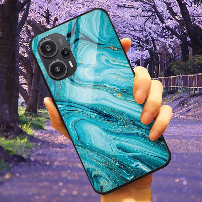 Для Xiaomi Poco F5 5G / F5Pro Чехол Закаленное Стекло Озеро Луна Жесткая Защитная Крышка для POCO F5 Pro Capas Funda на PocoF5 Роскошный Coque