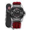 JOURNEY 1884 Watch Black Dial Red Paracord Strap Accessory Wallet Rubber Strap Quartz Stainless Steel Case Waterproof Gift Analog Men's