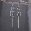 Geometric Gradient Blue-Green Zircon Hollow Metal Retro Style Earrings for Women