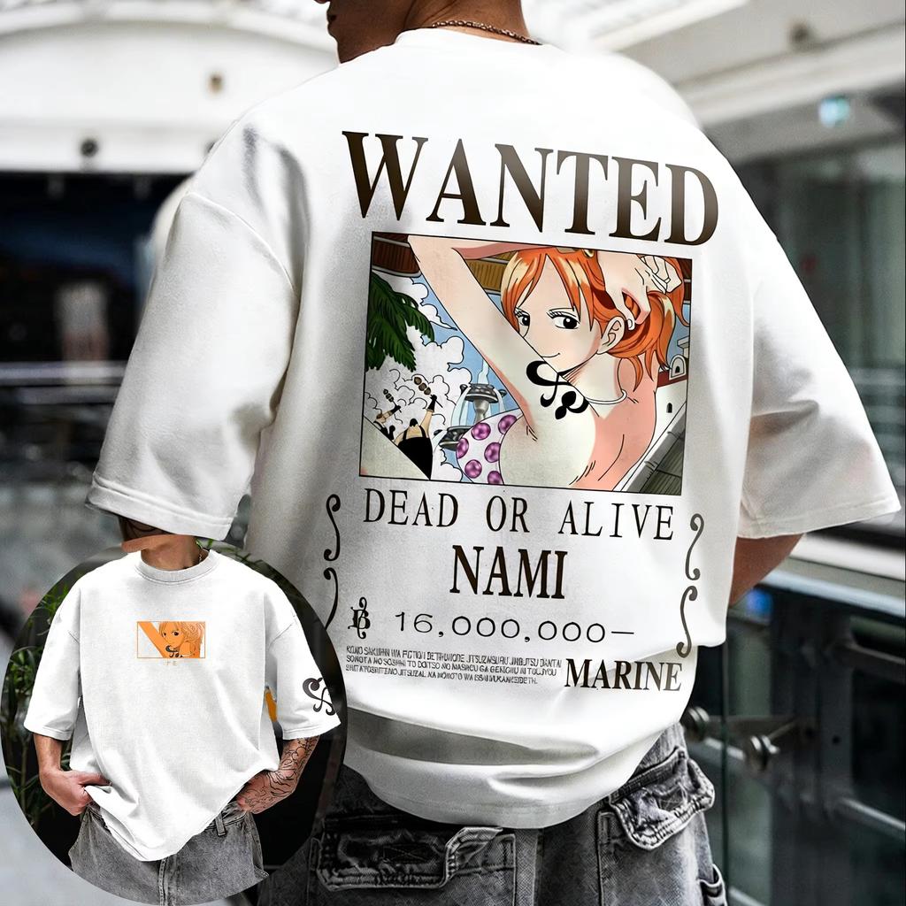 ONE PIECE Anime Nami Printed Cotton T-shirt Men's Women's Loose Short Sleeve Casual Hip Hop Streetwear High Quality Female Male Clothing
