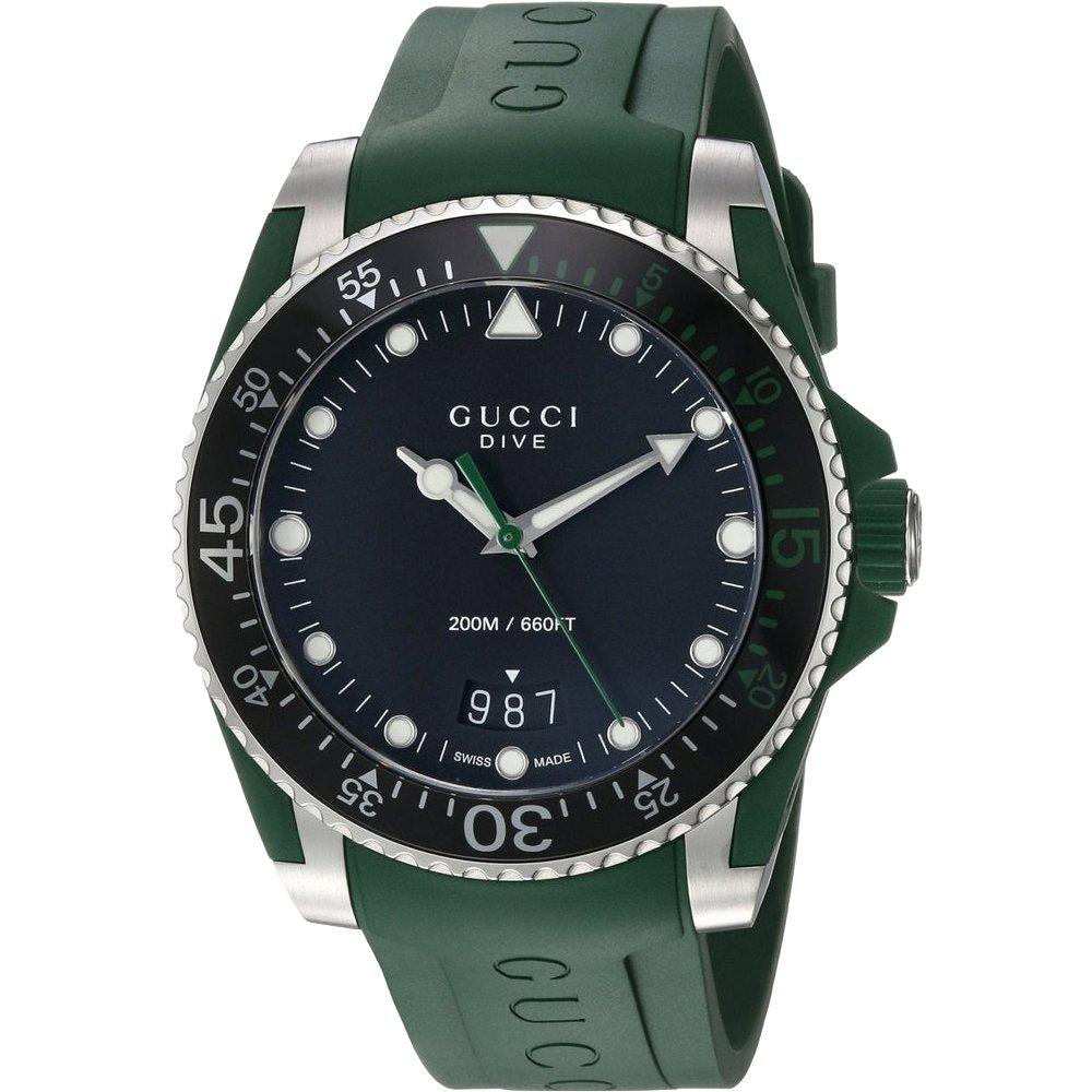 Gucci YA136310 Dive мужские часы с черным циферблатом