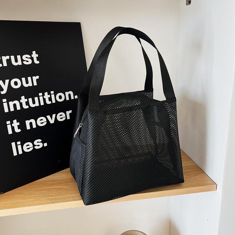 Сетчатая сумка большой вместимости с ручкой, дорожная косметичка, портативная пляжная сумка, косметичка на молнии, сумка для покупок