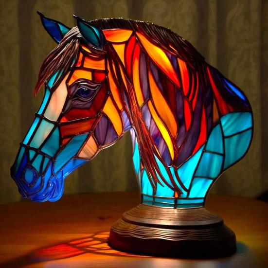 Painted Resin Animal Table Lamp Wild Animal Sculpture Stained Resin Lamp Colorful Night Light Decoration for Bedroom Living Room Christmas Gifts