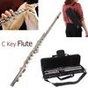 Silver Plated 16 Closed Holes C Key Flute with Case / Screwdriver / Cloth