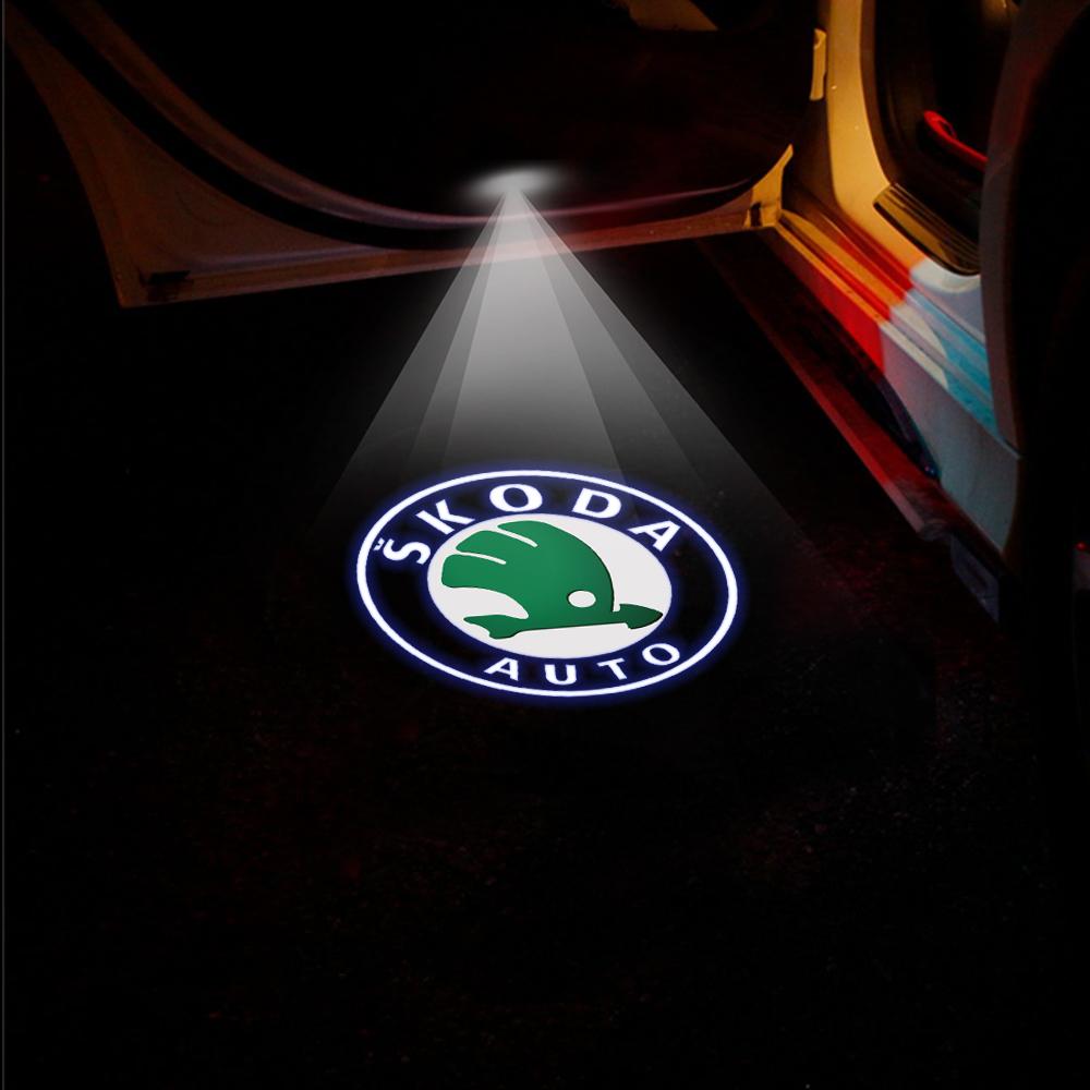 ZDVK6 2/4pcs Car Door Welcome Lights for Skoda Superb 2009 2013 2014 Superb CONBI B8/3V 2015-2024 Logo Projector Ghost Shadow Lamp