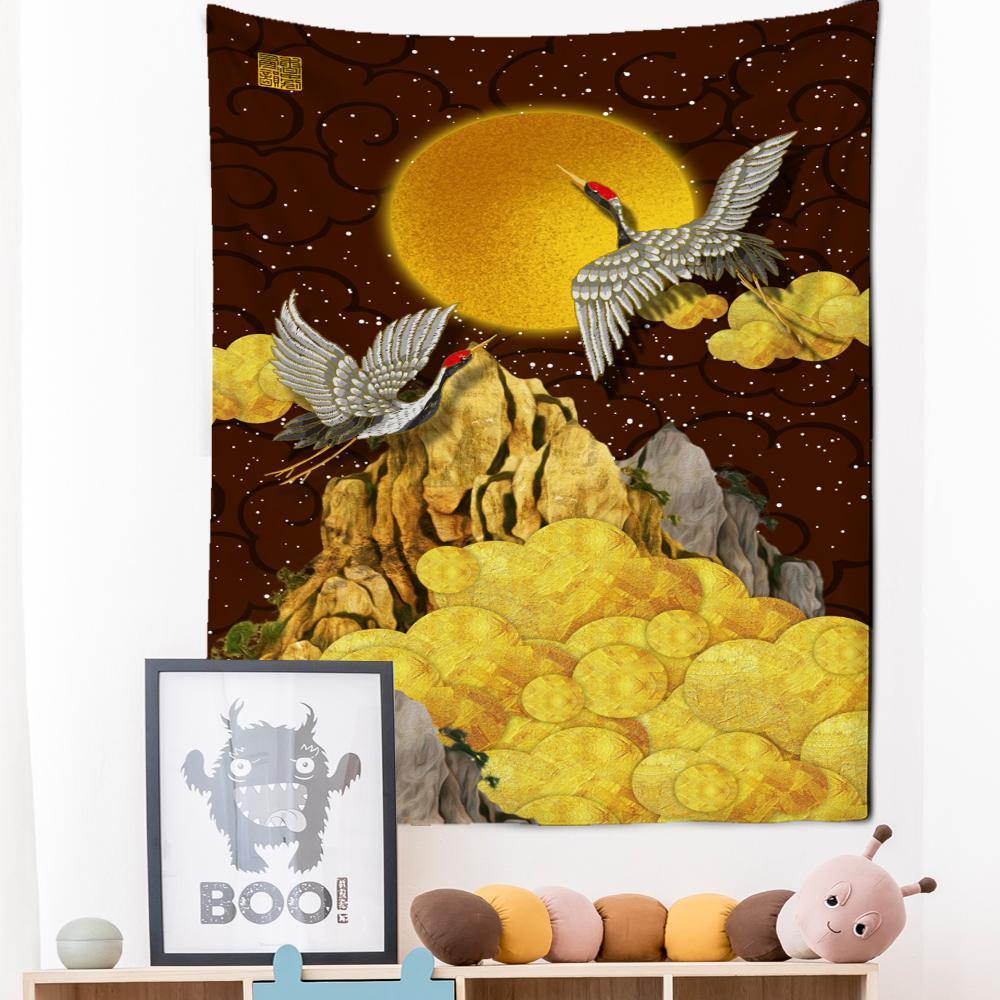 Неоновая картина, гобелен, настенный подвесной богемный стиль, Лось, кои, психоделическое колдовство, домашний декор для гостиной