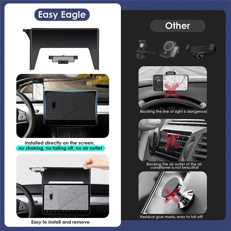 Car Cellphone Mount For Tesla Model 3 Model Y, Dashboard Phone Holder Stand 360° Rotation Adjustable Accessories