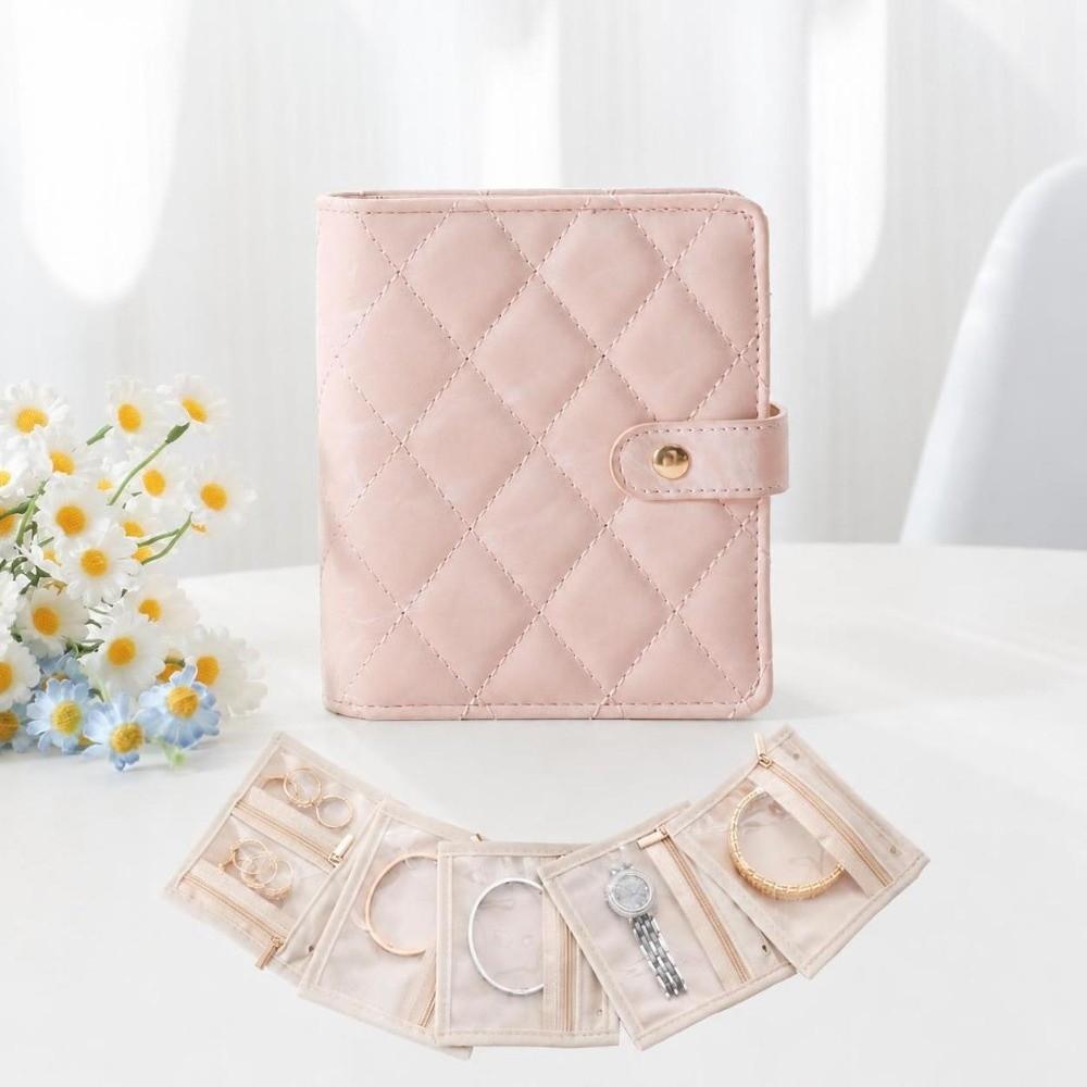 PU Leather Necklace Binder Storage Book Clear Pockets Storage Bag Jewelry Organizer  Home Storage
