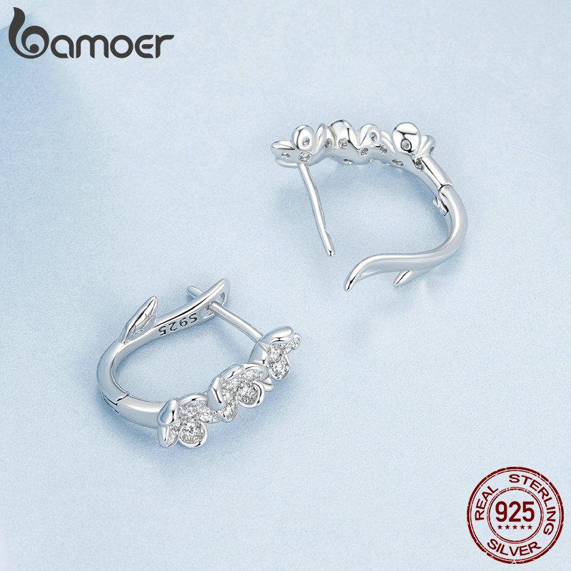Женские серьги-кольца Bamoer из стерлингового серебра 925 пробы с цирконием AAA, блестящие серьги-капли с цирконием Pendientes, изысканные ювелирные изделия, подарок