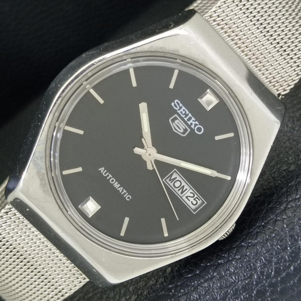 AUTOMATIC 6309A VINTAGE SEIKO 5 JAPAN MENS BLACK COLOR DIAL WATCH A701503-5 R206b-a701503