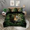 3pcs Tiger In the Jungle Pattern Bedding Set 1 Duvet Cover and 2 Pillowcases for Teenagers and Adults Bedroom Birthday Gift