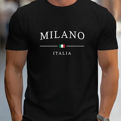 Мужская летняя хлопковая модная футболка MILANO с принтом букв, свободная, большого размера, повседневная, удобная, с круглым вырезом, с коротким рукавом, топ