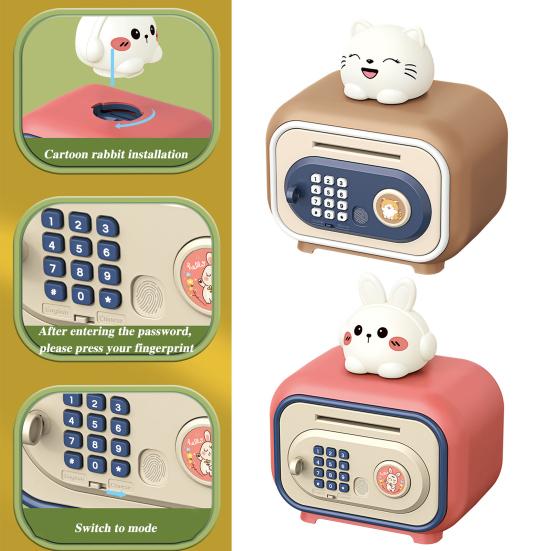Детская игрушка-копилка, электронная наличка, монета, копилка, разблокировка отпечатком пальца, стиль банкомата, большая емкость, забавная копилка для мальчиков и девочек 6-12 лет