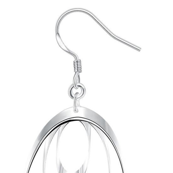 1 пара висячих сережек, декоративные антиаллергические блестящие серьги с 3 кольцами, длинные, с подвесками для банкета