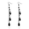 Fashion Black Crystal Waterdrop Earrings for Women Punk Asymmetric Star Moon Long Tassel Earring Girls Party Daily Wear Jewelry