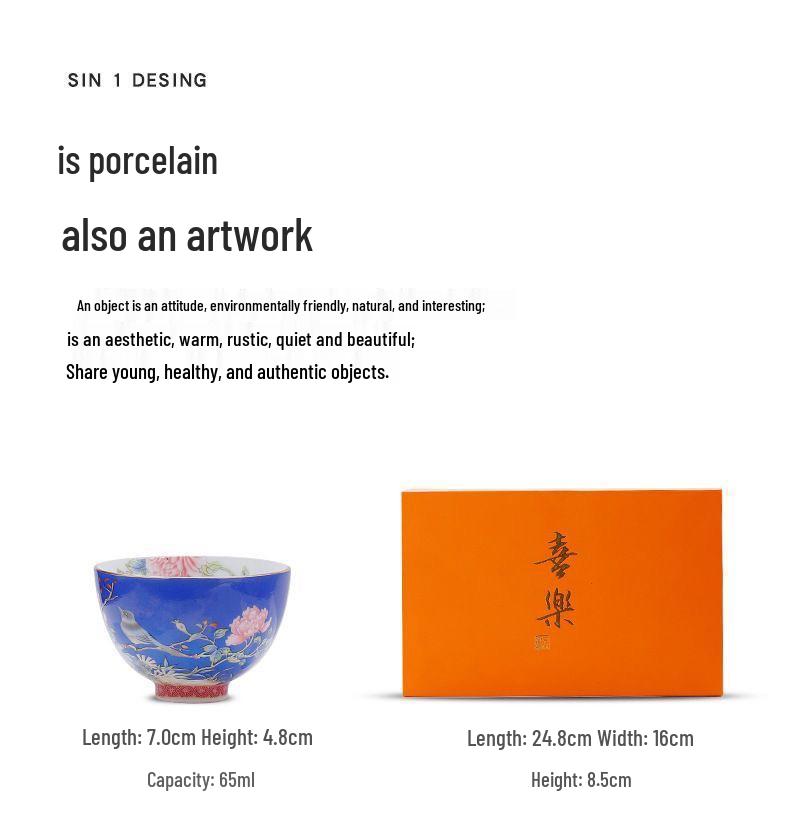 Эмалированная керамическая чайная чашка в дворцовом стиле с пионами, Гунфу, сувенир