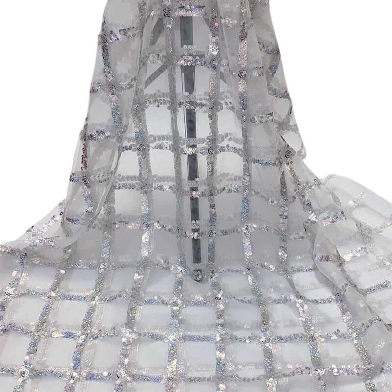 Ткань с вышивкой пайетками на сетчатой основе, блестящая, для женского платья, DIY, модный дизайнер, сетчатая ткань с вышивкой, швейные принадлежности