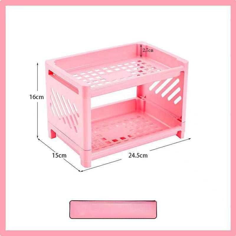 1 ПП Настольная Двухъярусная Стойка для Хранения Прямоугольное Хранение для Студенческих Офисных Столов Косметика Канцелярские товары Стойка для Хранения