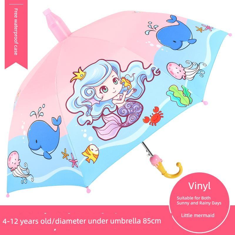 Children's Umbrella Kindergarten Baby Boys and Girls Kids Student Cartoon School Umbrella Lightweight Dinosaur Unicorn Umbrella