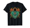 Vintage Heart Padlock Floral Tattoo Art Gothic Romantic T-Shirt