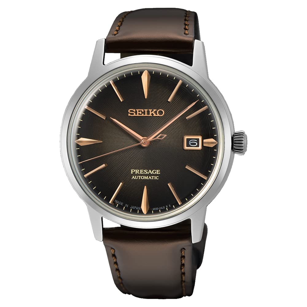 Seiko Presage Cocktail Time Irish Coffee Gray and Light Strap SRPJ17J1, Black,