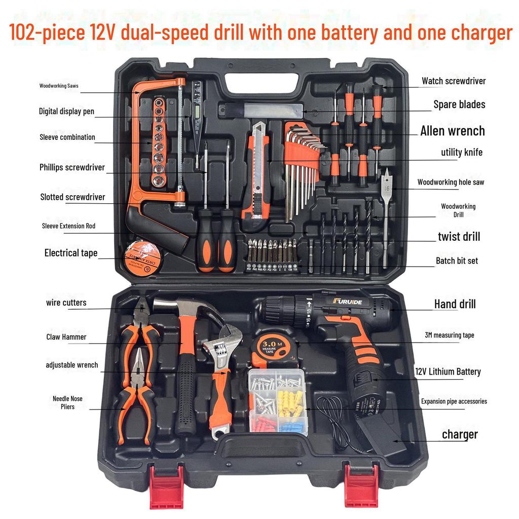 Портативный многофункциональный набор инструментов: Комплект для электрики, деревообработки и ремонта с ящиком для инструментов