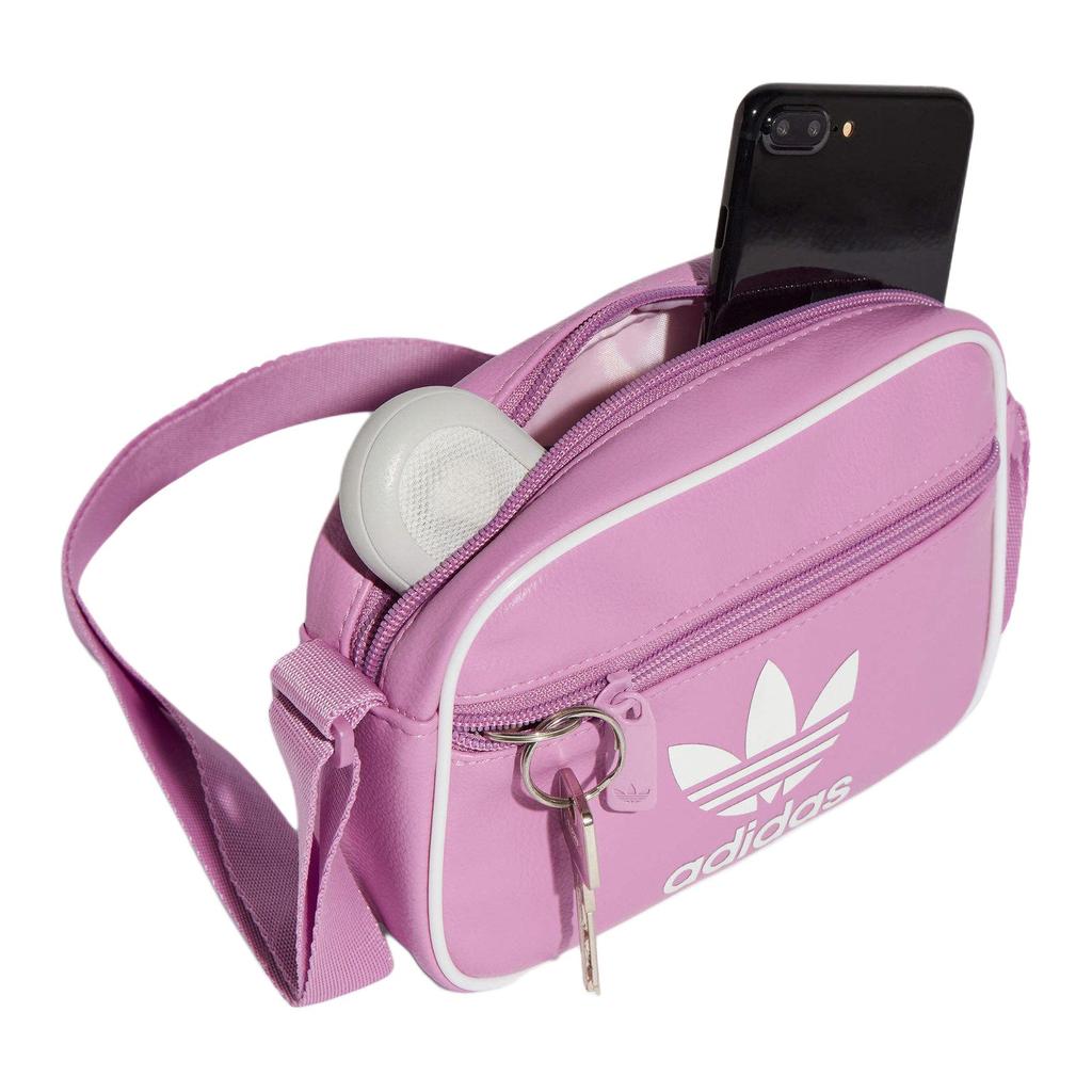 New Adidas Originals ADICOLOR CLASSICS Polyurethane Shoulder Bag, Crossbody Bag Mini Unisex Pink Purple IX7486