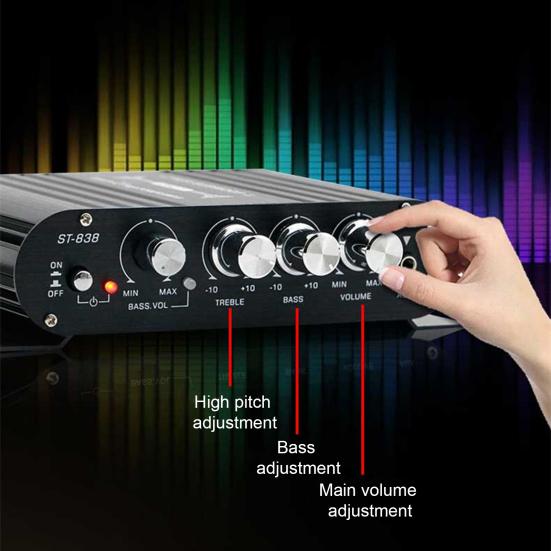 ST-838 2.1 Channel Amplifier Aluminum Alloy HiFi Power Amplifier Bass And