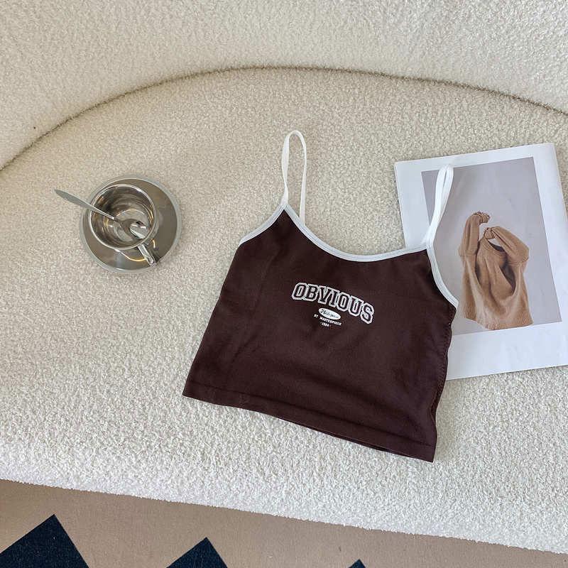 Alphabet Spice Sports Camisole Girly Girl с бюстгальтером-прокладкой под майкой, чтобы предотвратить обнажение и носить короткий топ