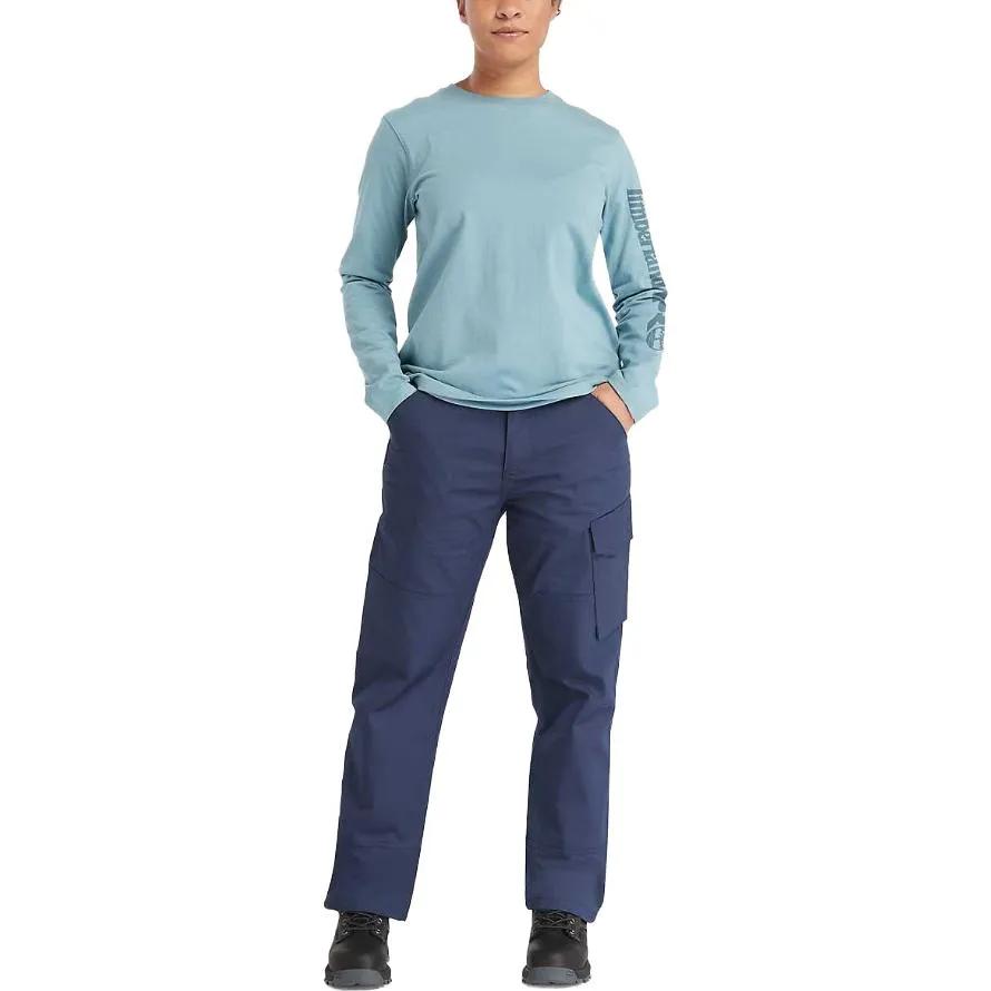 Timberland T-Shirts Women's Blue Crew Neck Moderate Straight Fit (Unisex) T-Shirts A6D8J DR5