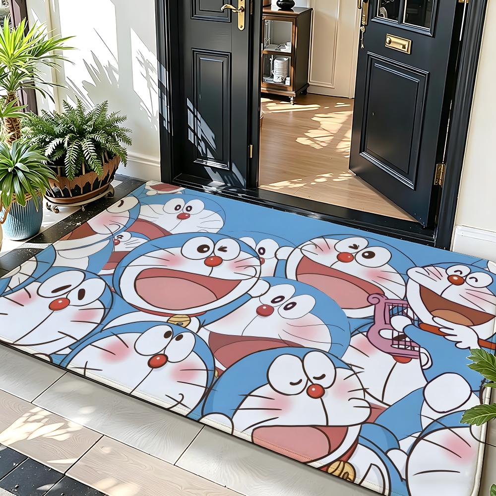 anime D-DORAEMON Floor Mat Soft Flannel Floor Mat Suitable for Entryways, Living Rooms, Bedrooms, and Bathrooms