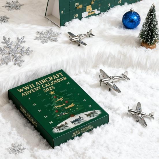 Адвент-календарь самолетов Второй мировой войны Yousheng 2025 24 дня Истребители Украшения Рождественский календарь обратного отсчета Коллекционная модель мини-военных самолетов для коллекционеров