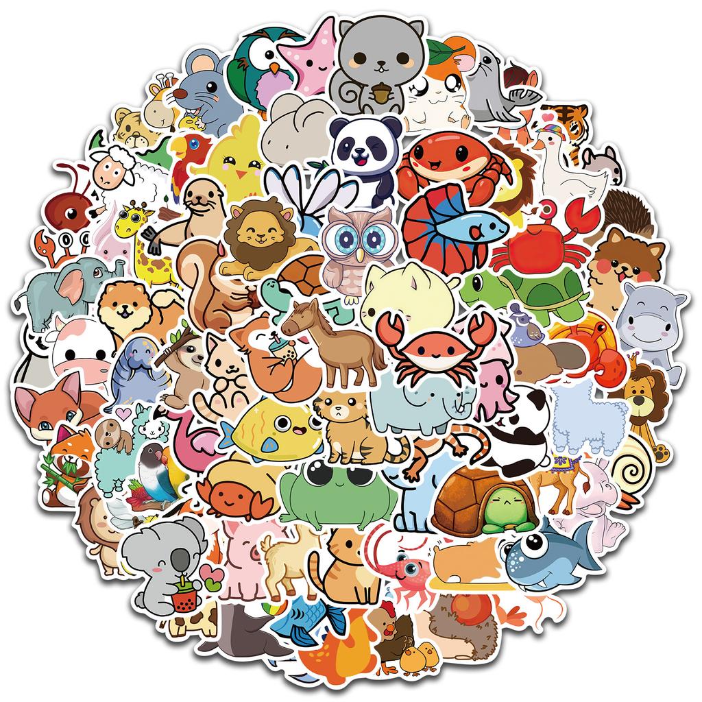 100 Cartoon Small Animal Graffiti Stickers Decorate Ipad Notebook Diy Waterproof Stickers