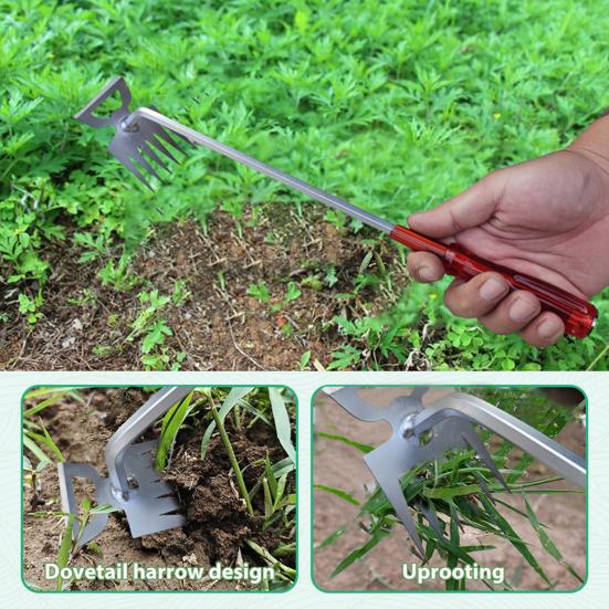 Инструмент для удаления сорняков, 6 зубцов, стальная кованая ручная прополка, 2-в-1, ручной инструмент для удаления сорняков, инструмент для выкорчевывания овощей на заднем дворе фермы