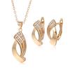Fashion Golden Geometric Earrings Necklace Sets White Zircon Jewelry Daily Accessories for Women