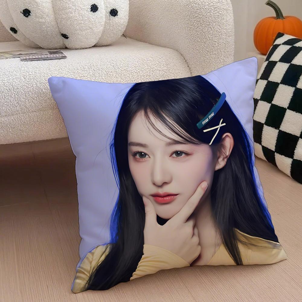 Talented Korean Beautiful Actress KKim Ji Won Cushion Cover Throw Pillow Cover Hidden Button Durable Polyester Chair Cushion